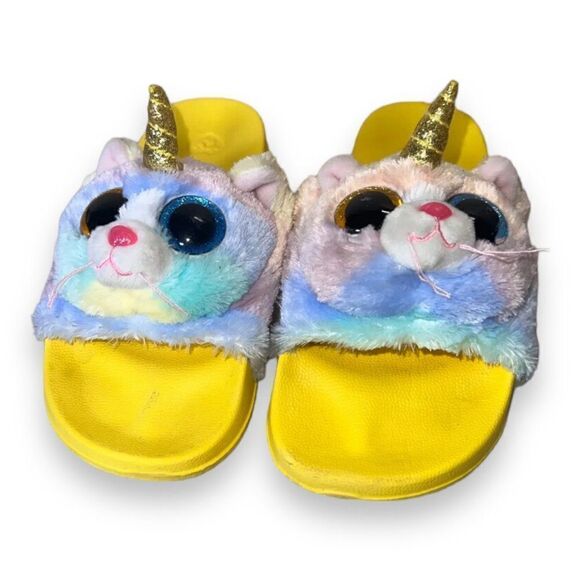 TY Unicorn Kitty Slide Sandals Yellow / Multicolor Youth 1-3 - Picture 3 of 10